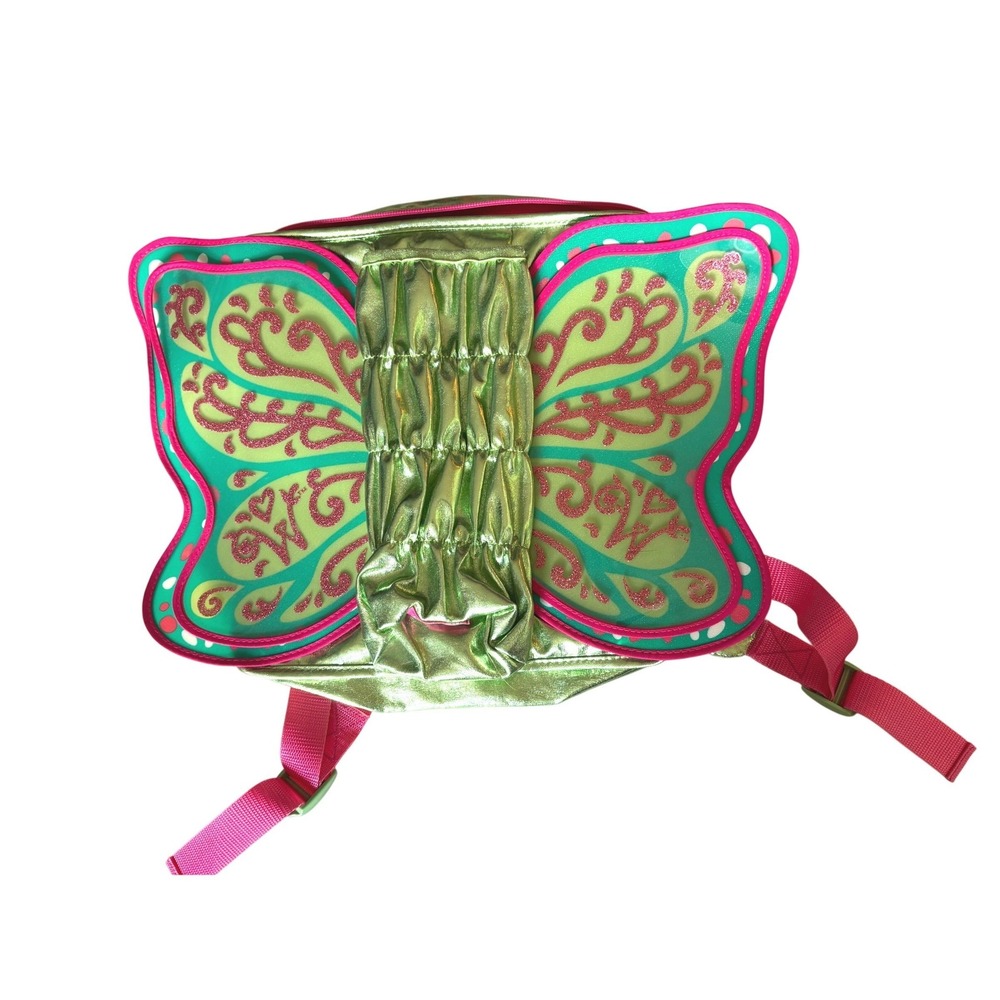 American Girl WellieWishers Butterfly Backpack Metallic Green Pink Winged Bag